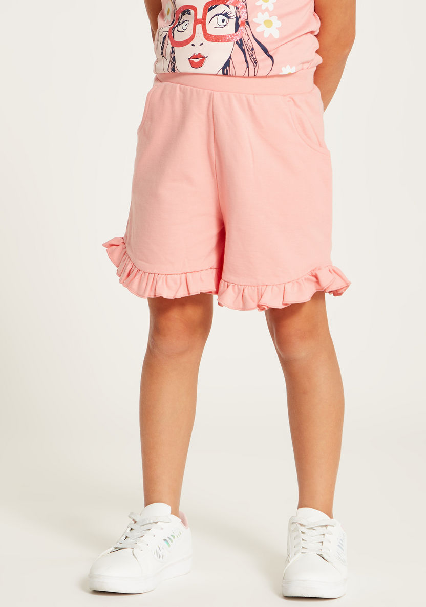 Juniors Solid Mid-Rise Shorts with Elasticated Waistband and Pockets-Shorts-image-0