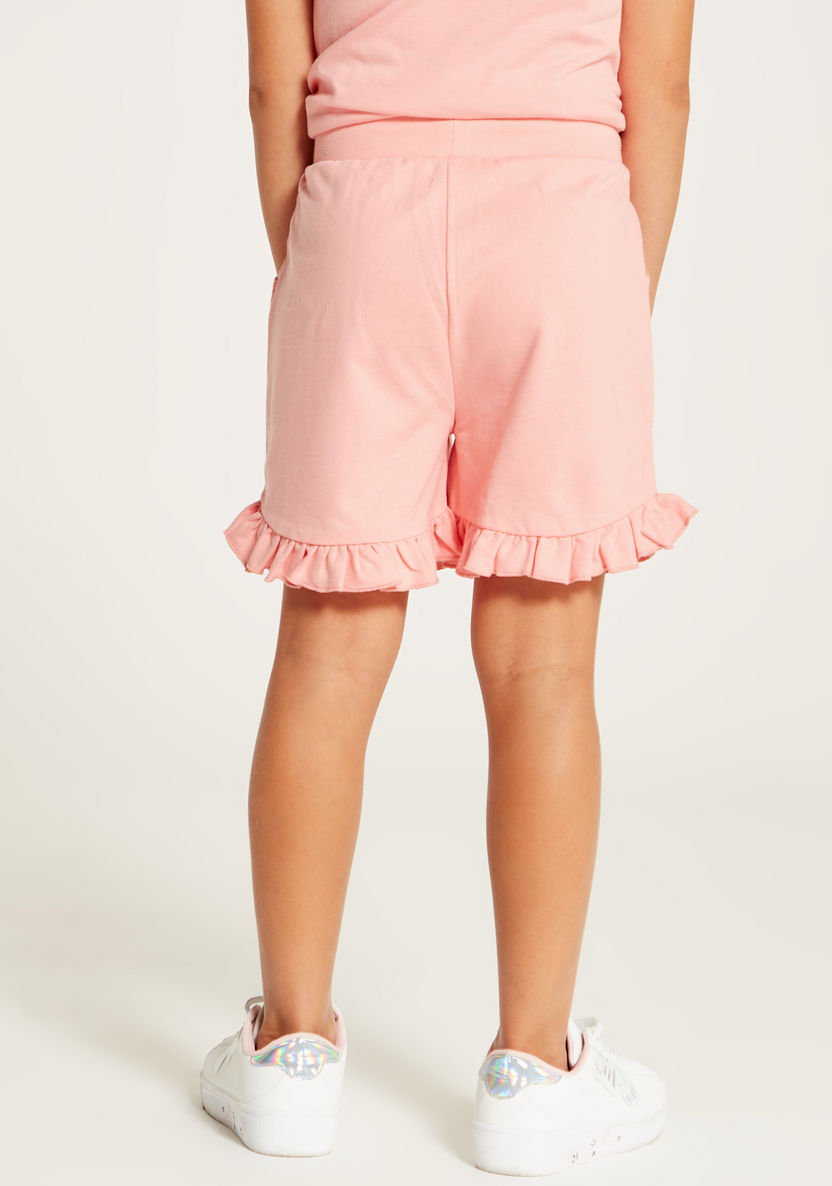 Juniors Solid Mid-Rise Shorts with Elasticated Waistband and Pockets-Shorts-image-3