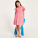 Juniors Heart Print Round Neck Dress with Frill Detail Sleeves-Dresses%2C Gowns and Frocks-thumbnail-0