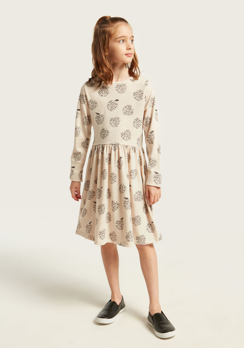 Juniors All-Over Printed Knit Dress with Long Sleeves-Dresses%2C Gowns and Frocks-image-0
