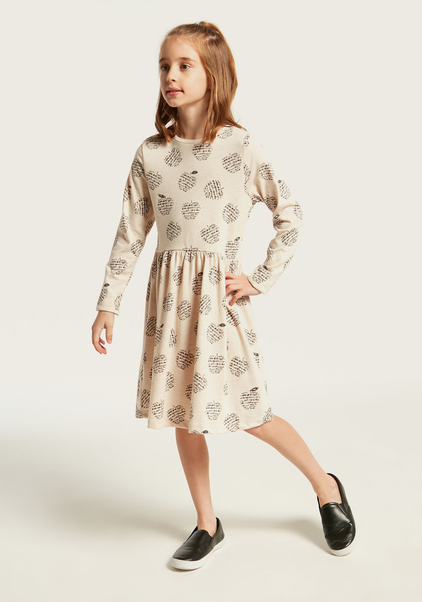 Juniors All-Over Printed Knit Dress with Long Sleeves-Dresses%2C Gowns and Frocks-image-2