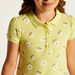 Juniors Floral Print Polo Dress with Short Sleeves-Dresses%2C Gowns and Frocks-thumbnail-2