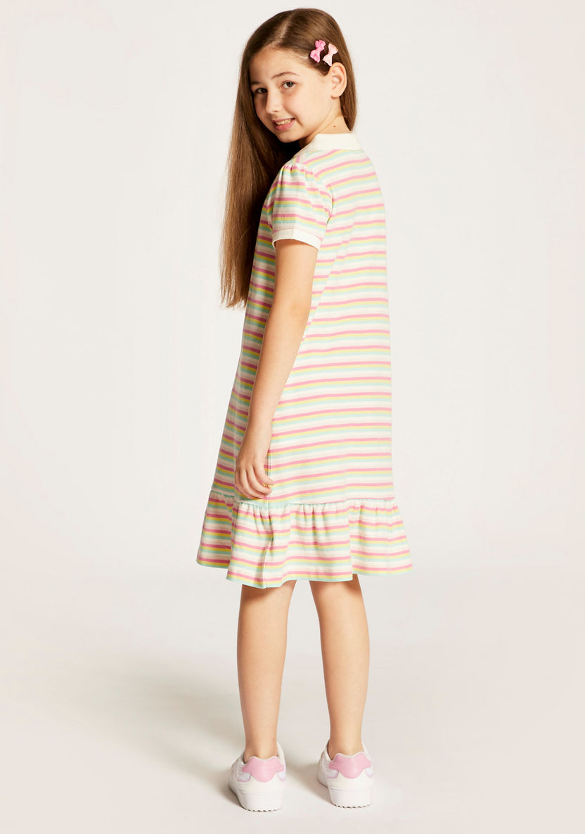 Juniors Striped Polo Dress with Short Sleeves-Dresses%2C Gowns and Frocks-image-3
