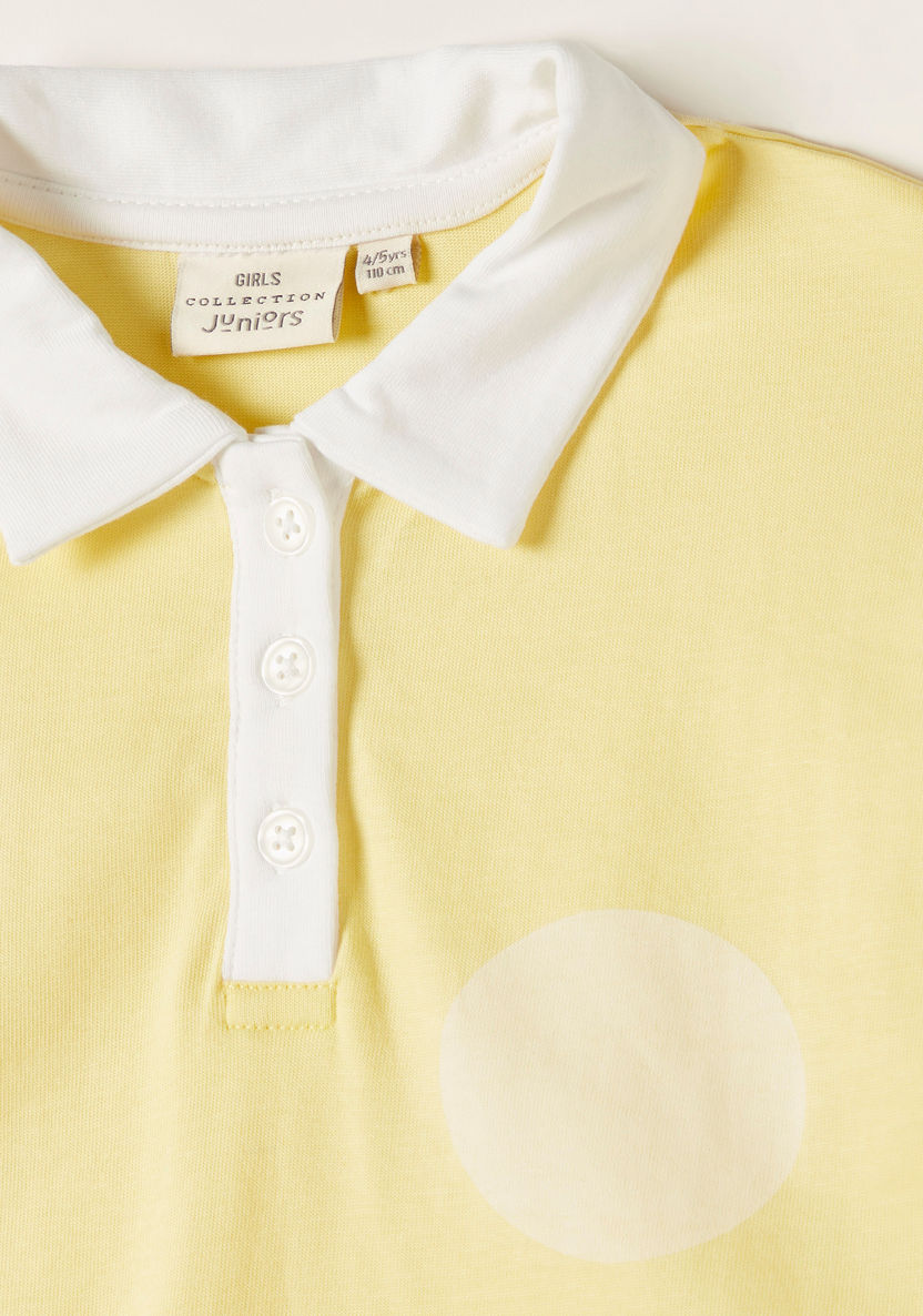Juniors Polka Dots Print Polo T-shirt with Short Sleeves-T Shirts-image-1