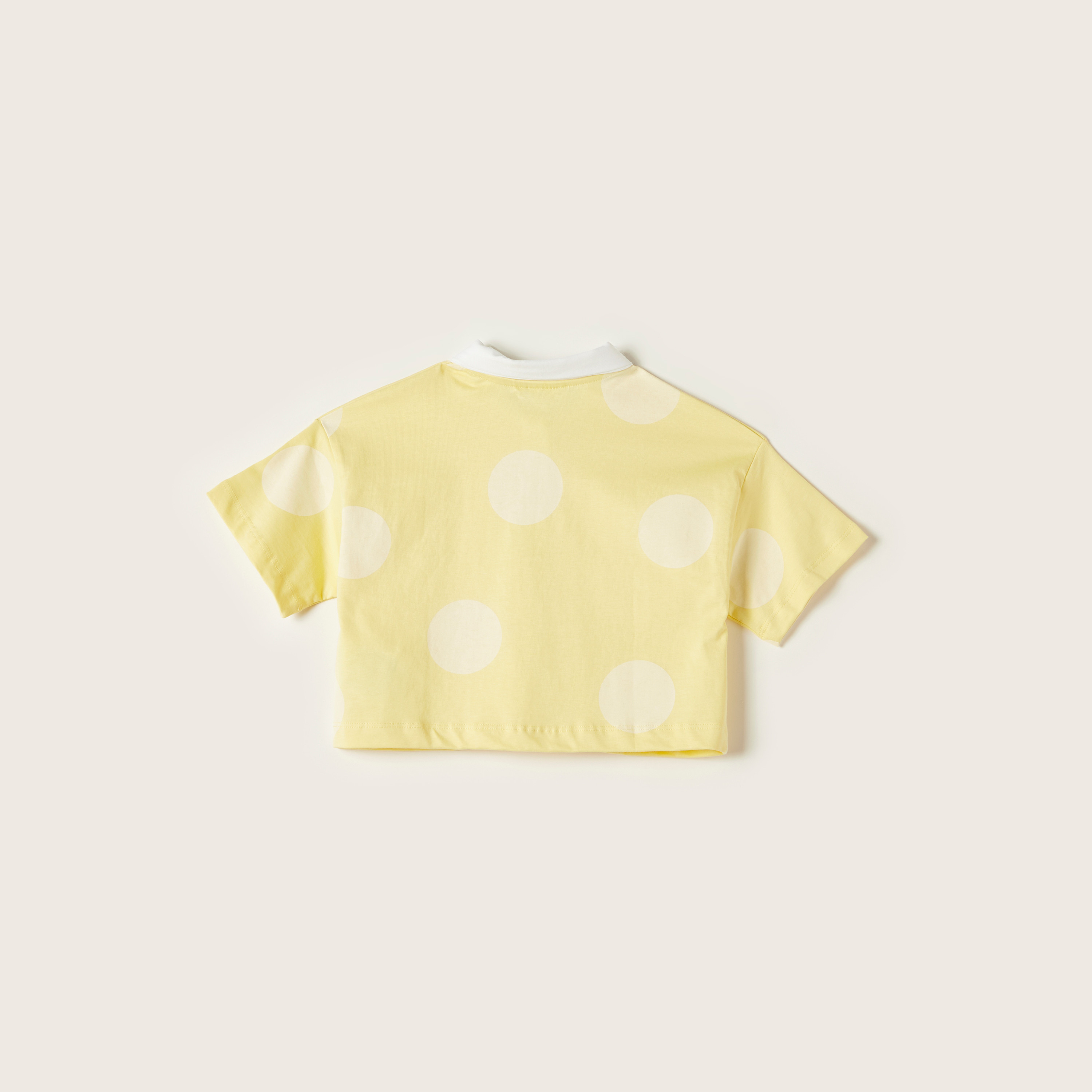 Juniors Polka Dots Print Polo T-shirt with Short Sleeves-girls-clothing-schoolwear-tshirts-image-3