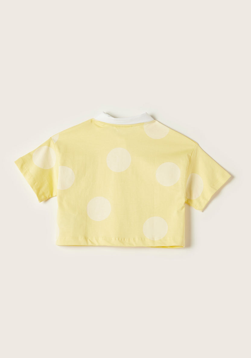 Juniors Polka Dots Print Polo T-shirt with Short Sleeves-T Shirts-image-2