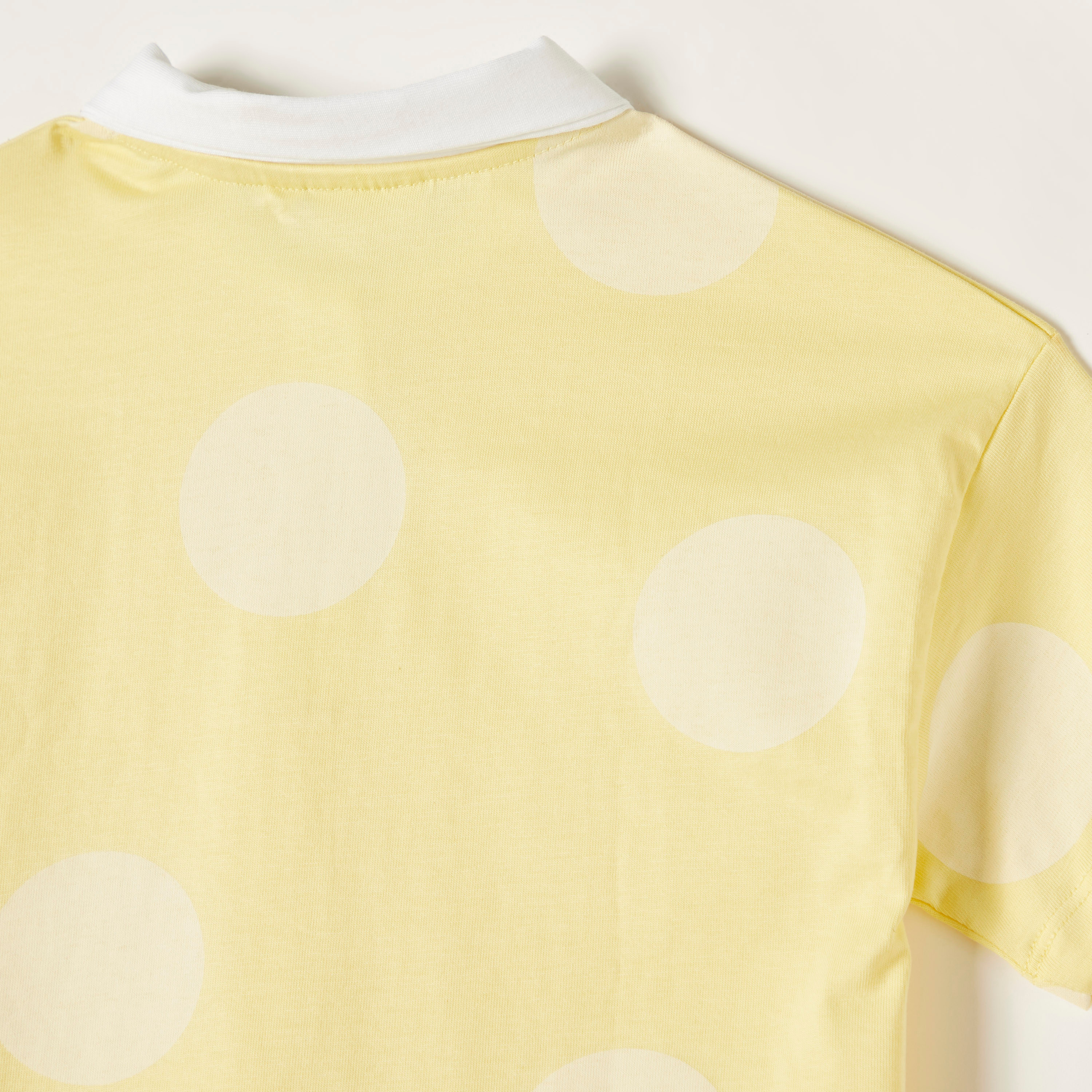 Juniors Polka Dots Print Polo T-shirt with Short Sleeves-girls-clothing-schoolwear-tshirts-image-4