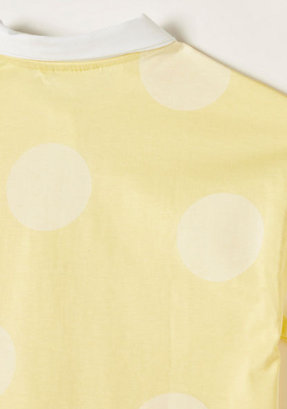 Juniors Polka Dots Print Polo T-shirt with Short Sleeves-T Shirts-image-3