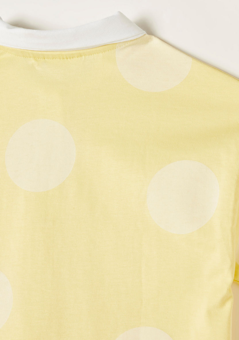Juniors Polka Dots Print Polo T-shirt with Short Sleeves-T Shirts-image-3
