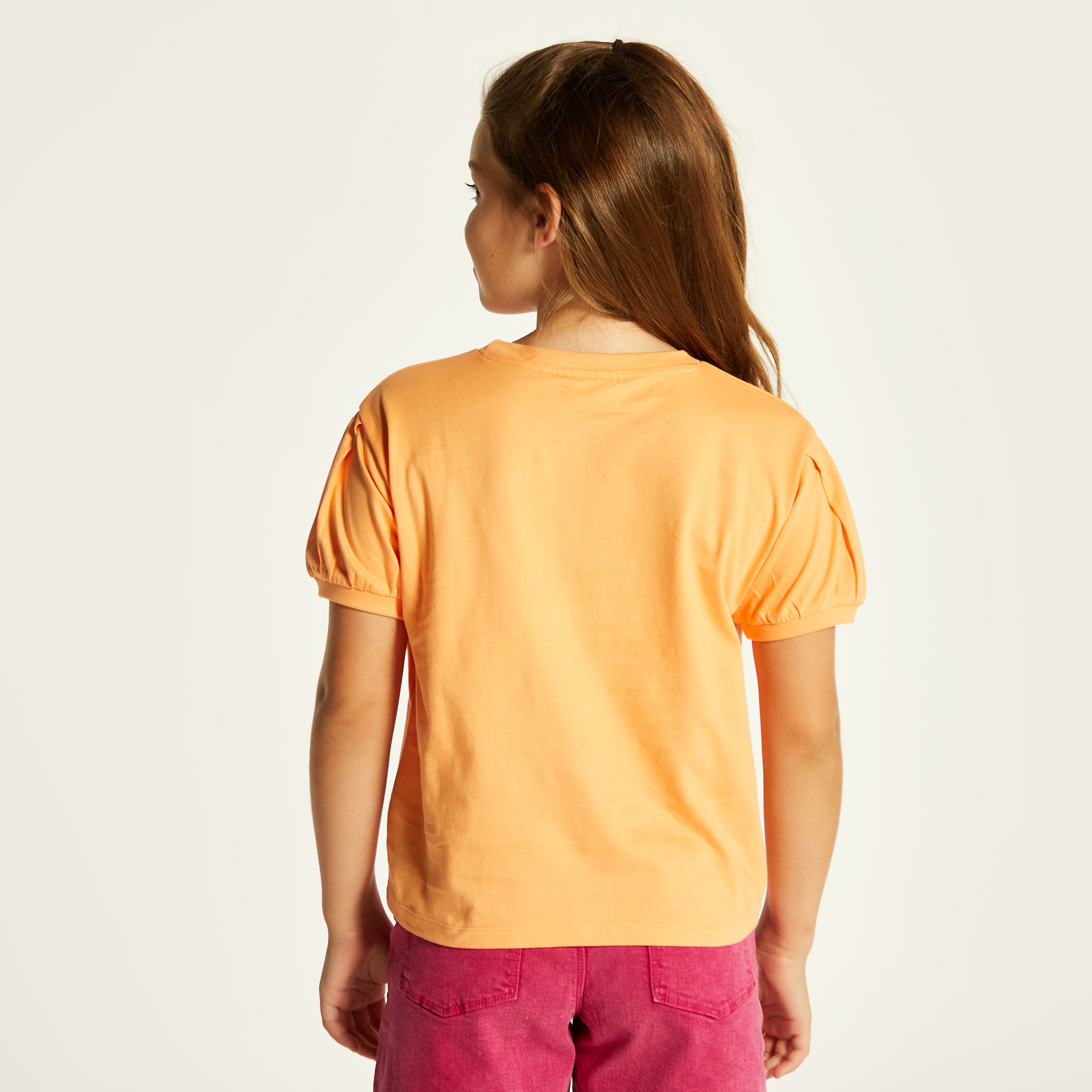 Juniors Embellished Crew Neck T-shirt with Short Sleeves-girls-clothing-schoolwear-tshirts-image-4