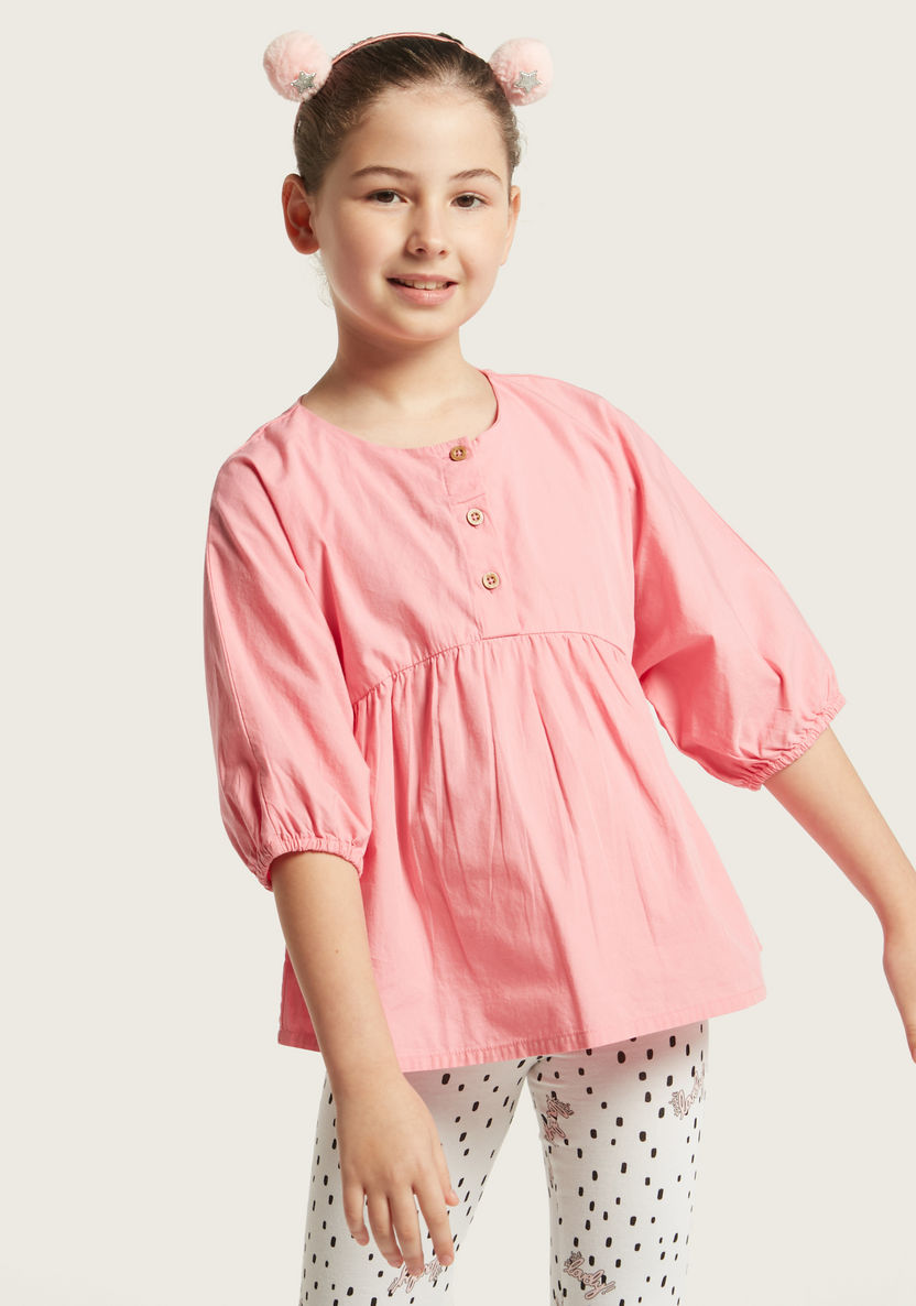 Juniors Solid A-Line Blouse with Half Sleeves-Blouses-image-0