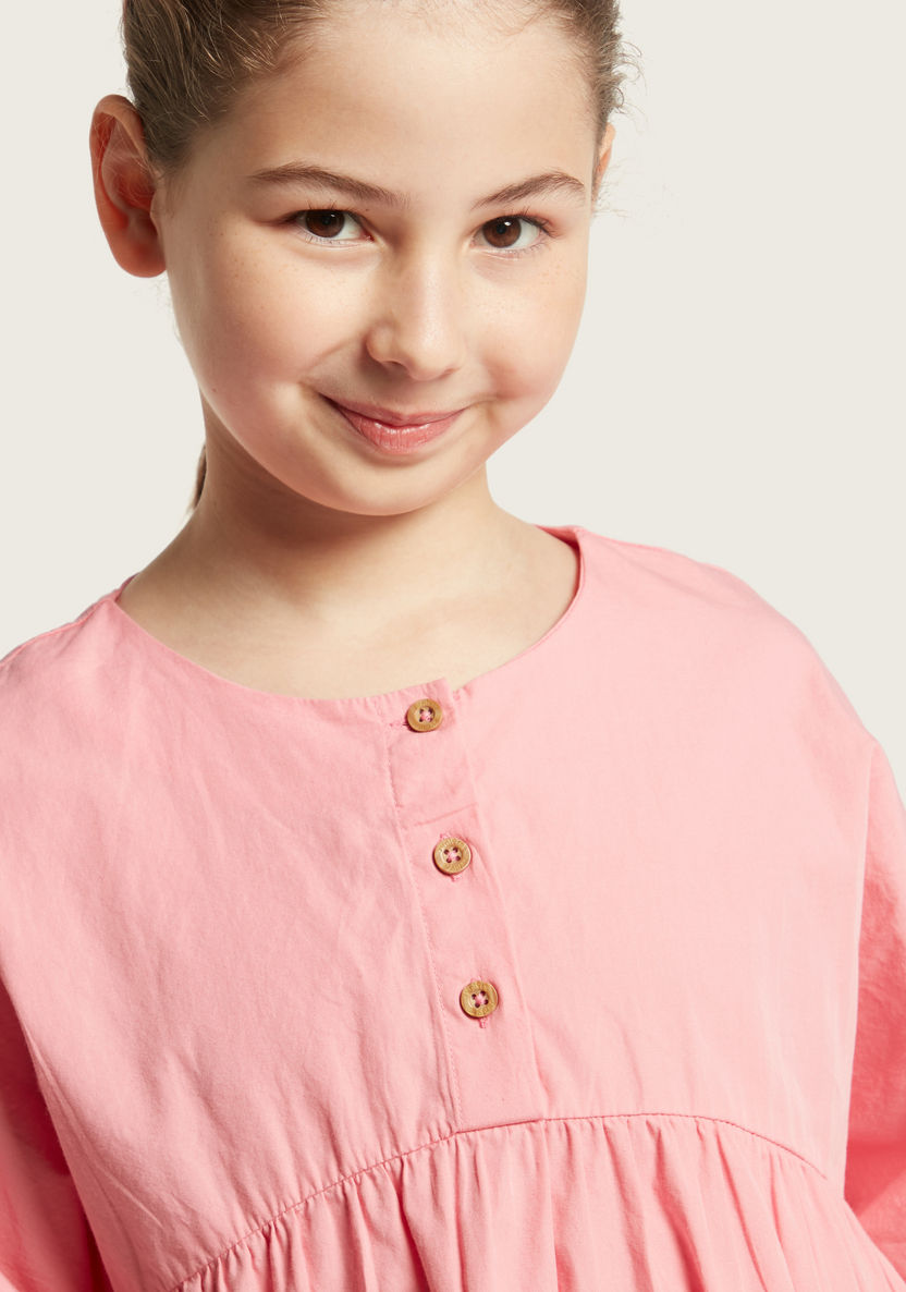 Juniors Solid A-Line Blouse with Half Sleeves-Blouses-image-2