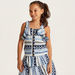 Juniors Printed Sleeveless Top with Ruffles and Button Detail-Blouses-thumbnail-1