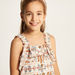 Juniors Floral Sleeveless Top with Frill Detail and Button Accent-Blouses-thumbnail-2