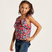 Juniors Floral Print Sleeveless Top with Ruffles and Button Detail-Blouses-thumbnail-1