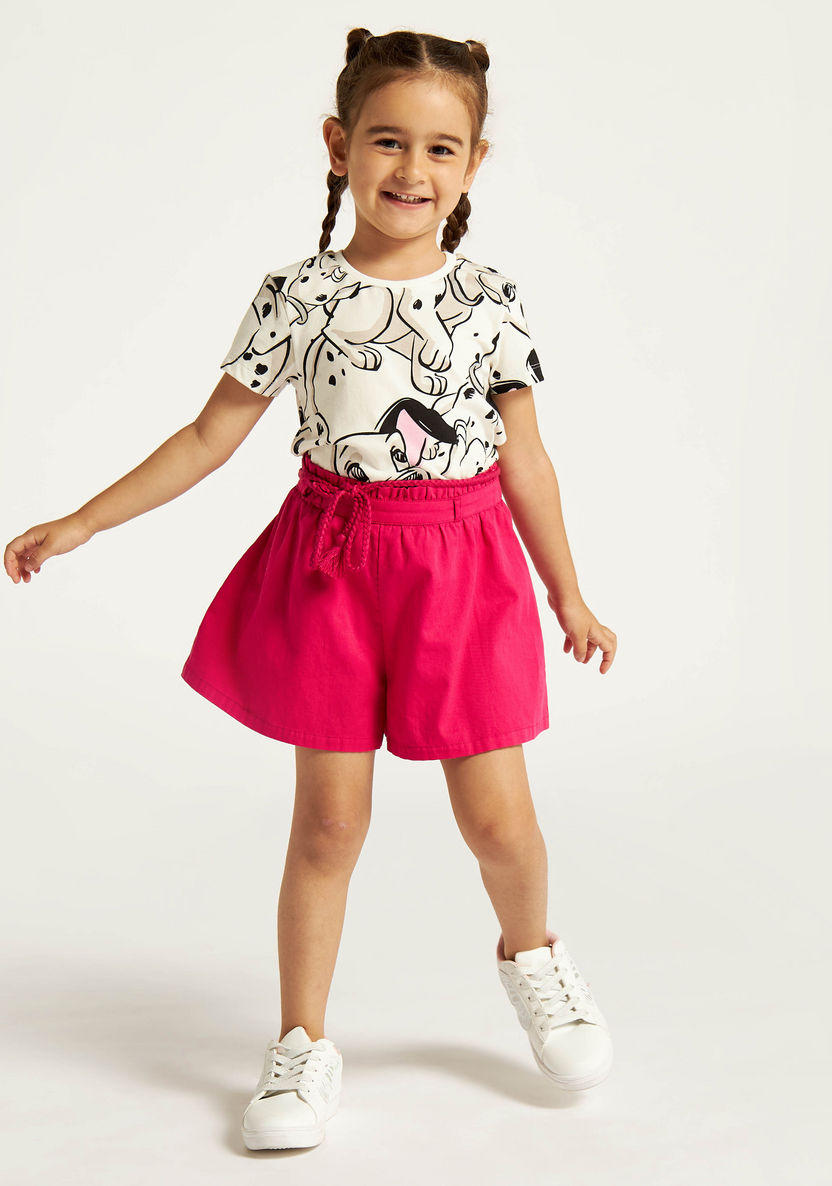 Juniors Solid Shorts with Paper Bag Waist and Braided Tie-Ups-Shorts-image-0