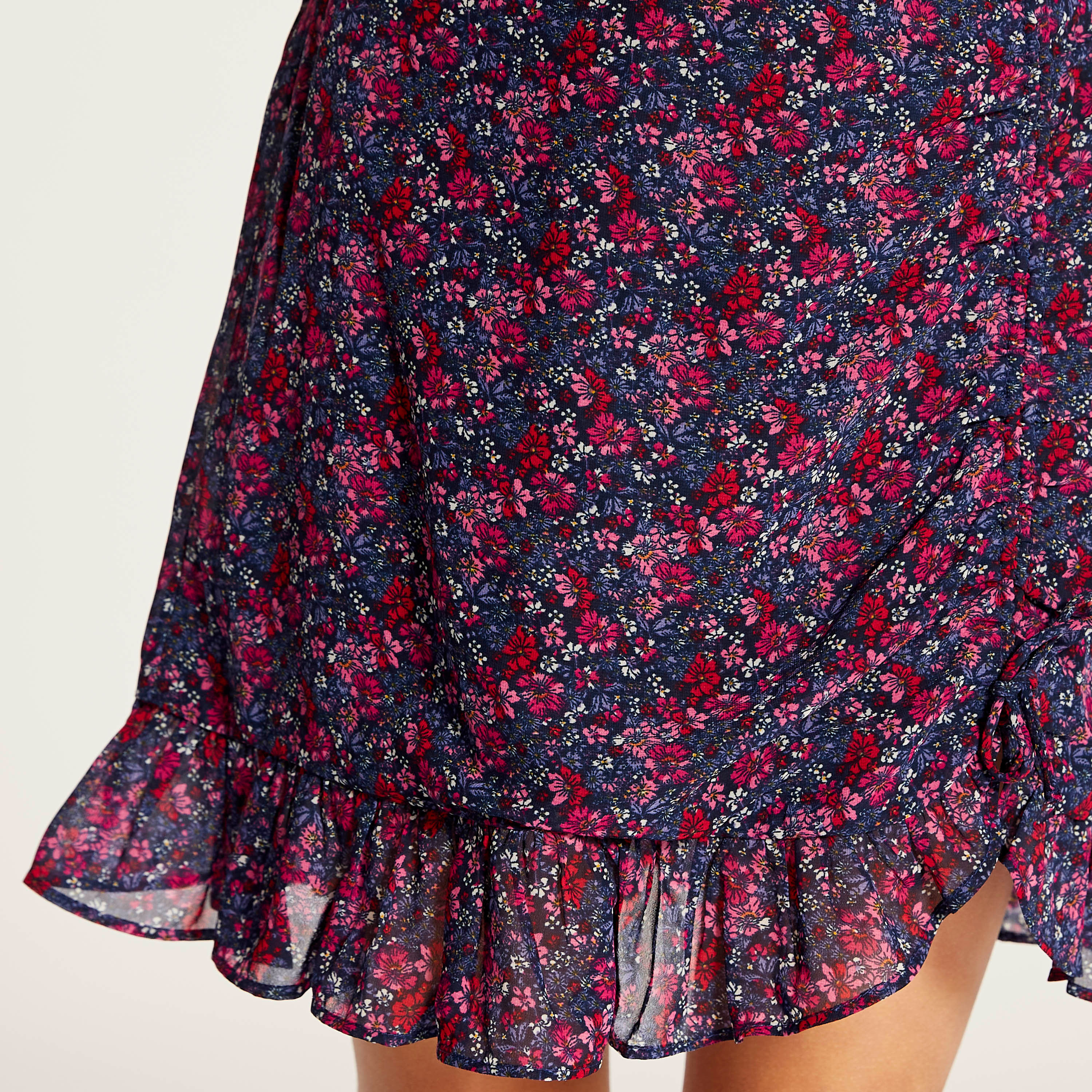 Juniors Floral Print Mini Skirt with Elasticated Waistband-girls-clothing-bottoms-skirts-image-3