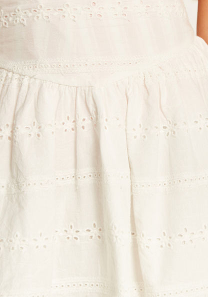 Juniors Embroidered Skirt with Elasticated Waistband-Skirts-image-2