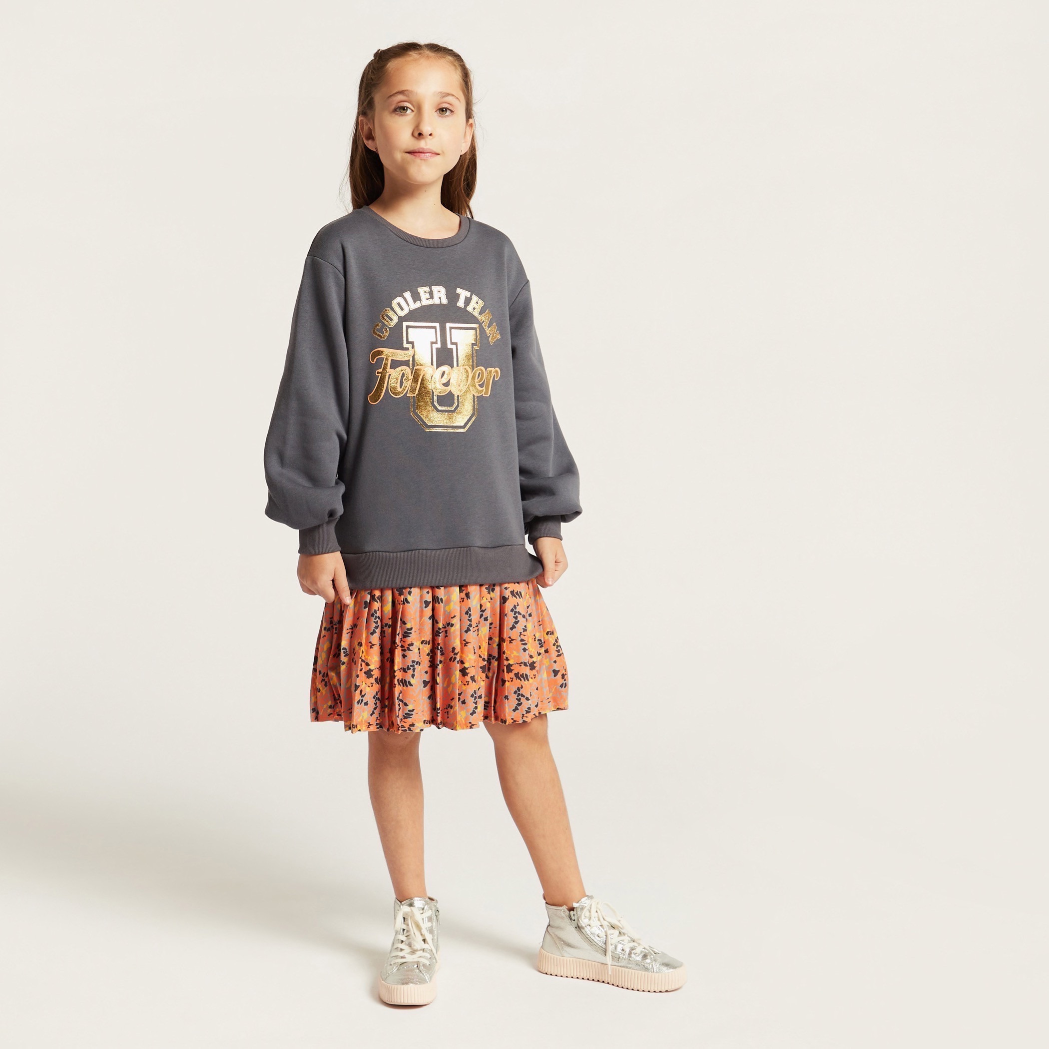 Juniors Graphic Print Knit Dress with Long Sleeves-girls-clothing-dressesandjumpsuits-image-1