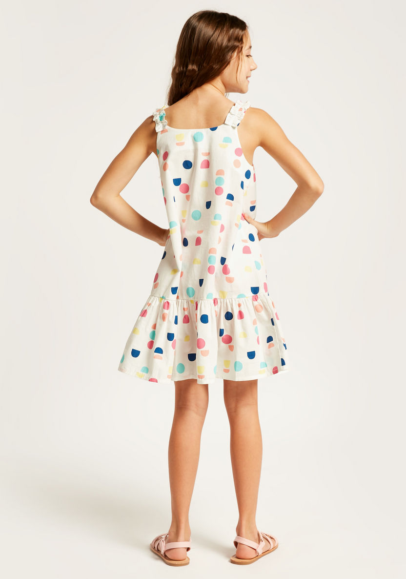 Juniors Printed Sleeveless Dress with Ruffles and Flounce Hem-Dresses, Gowns & Frocks-image-3