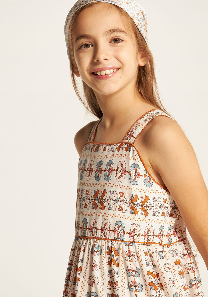 Juniors Printed Sleeveless Tiered Dress-Dresses%2C Gowns and Frocks-image-2