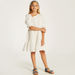 Juniors Striped Tiered Dress with Puff Sleeves and Asymmetric Neck-Dresses%2C Gowns and Frocks-thumbnail-1