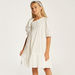 Juniors Striped Tiered Dress with Puff Sleeves and Asymmetric Neck-Dresses%2C Gowns and Frocks-thumbnail-2