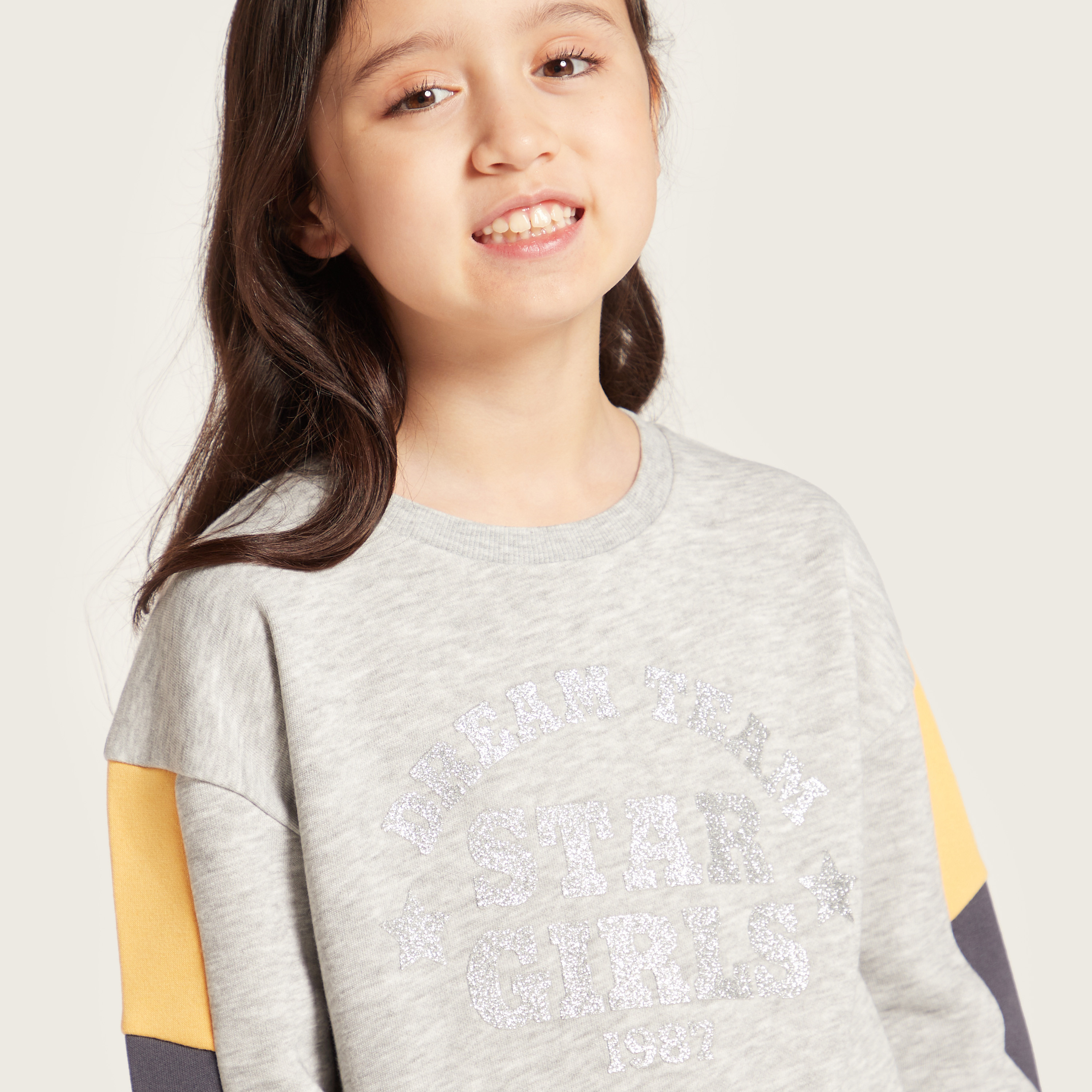 Juniors Printed Sweatshirt with Round Neck and Long Sleeves-girls-clothing-jumpersandcardigans-image-3
