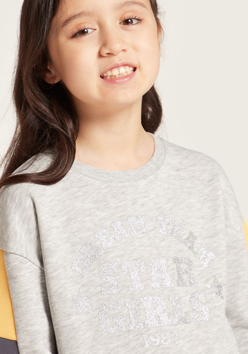 Juniors Printed Sweatshirt with Round Neck and Long Sleeves-Sweaters and Cardigans-image-2