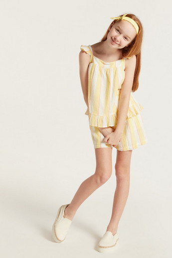 Juniors Striped Sleeveless Top and Shorts Set