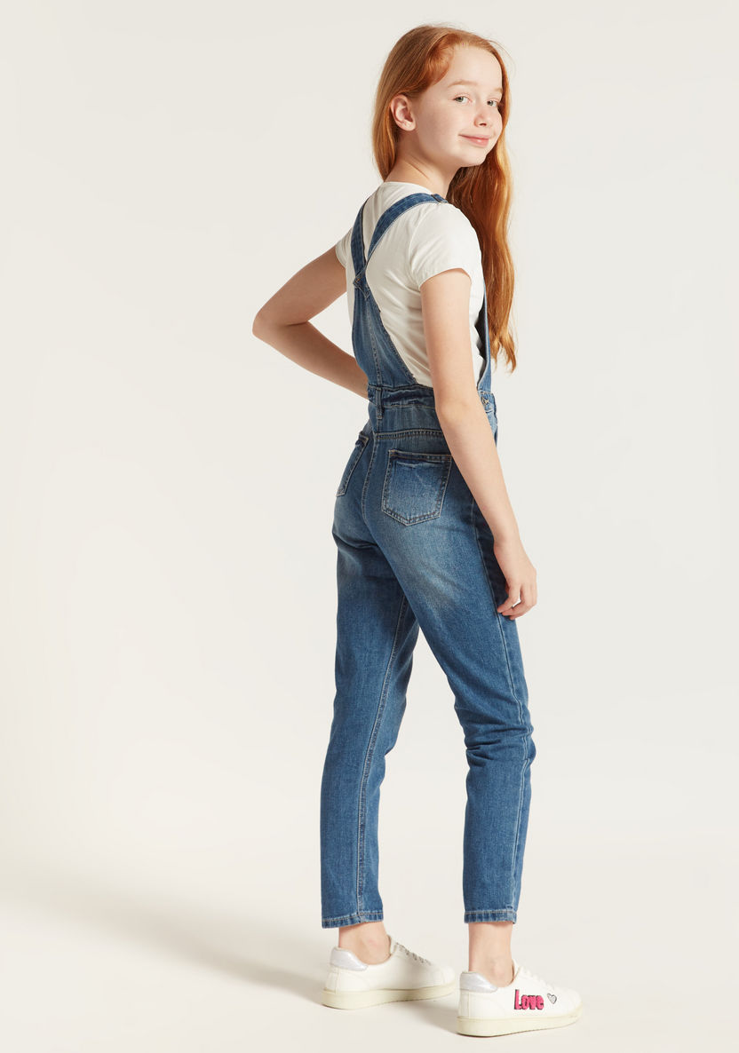 Juniors Denim Dungarees with Pockets-Rompers, Dungarees & Jumpsuits-image-3