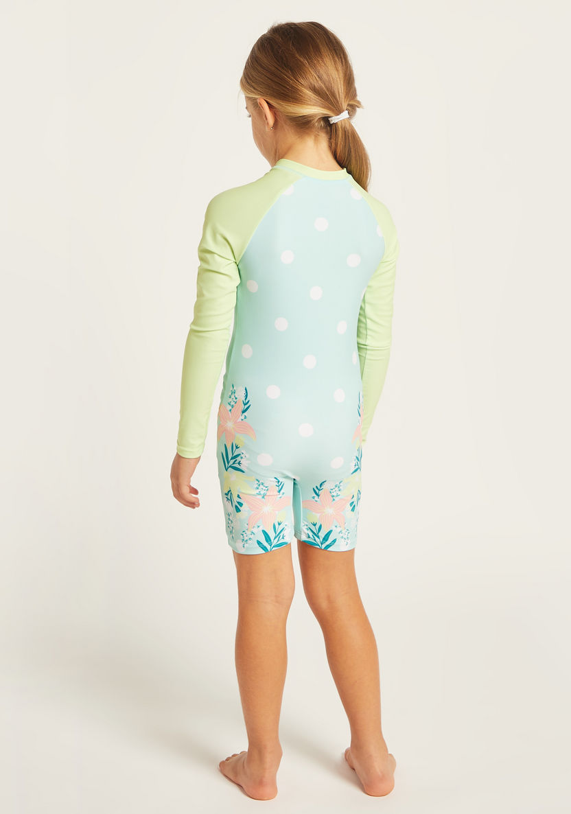 Juniors Colourblock Swimsuit with Long Sleeves-Swimwear-image-3