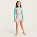 Juniors Printed Swimsuit with Long Sleeves and Zip Closure-Swimwear-thumbnail-1