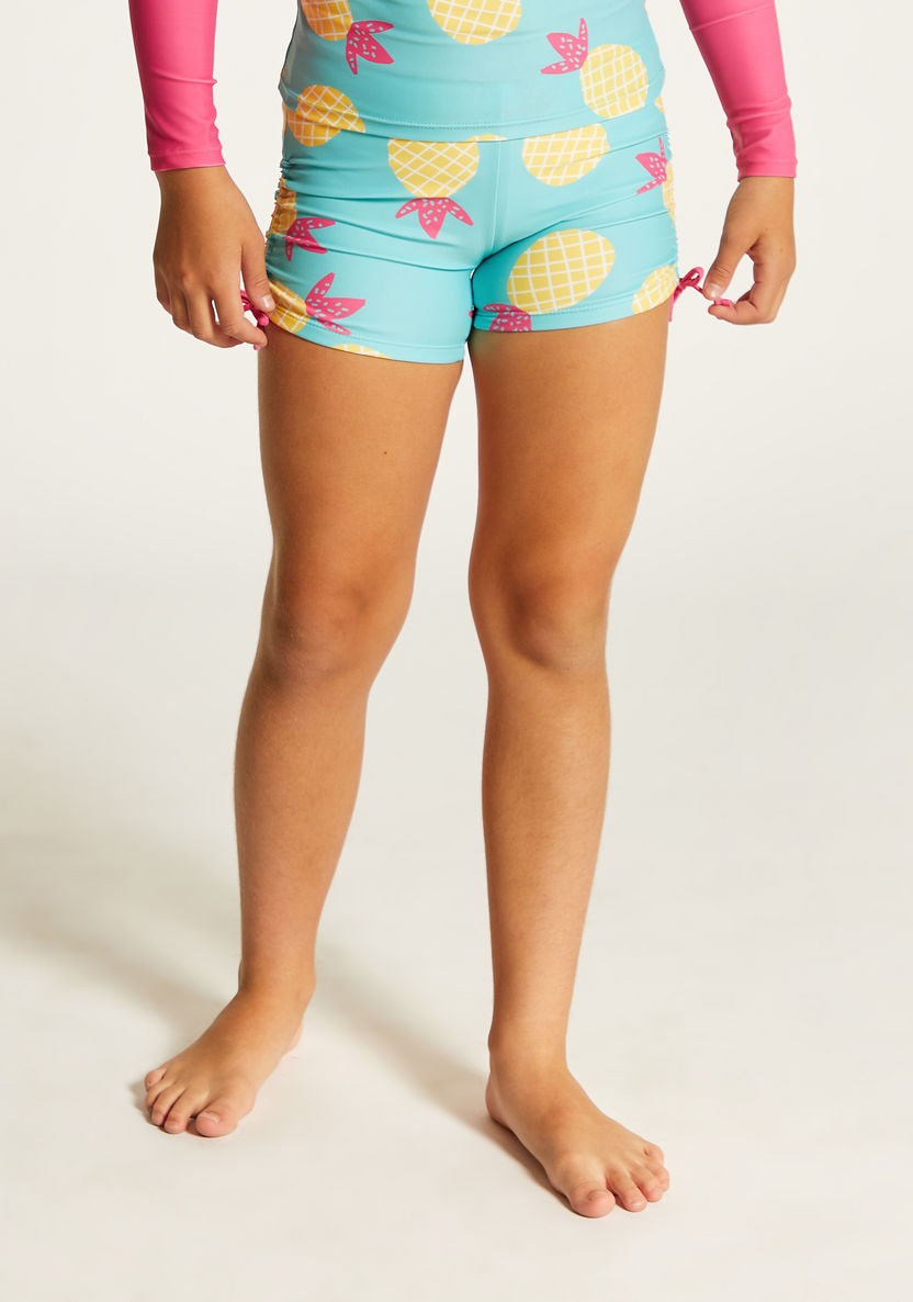 Juniors Pineapple Print Rash Guard and Swim Shorts Set-Swimwear-image-2