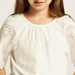 Solid Round Neck Top with Short Sleeves and Cutout Detail-Blouses-thumbnail-2