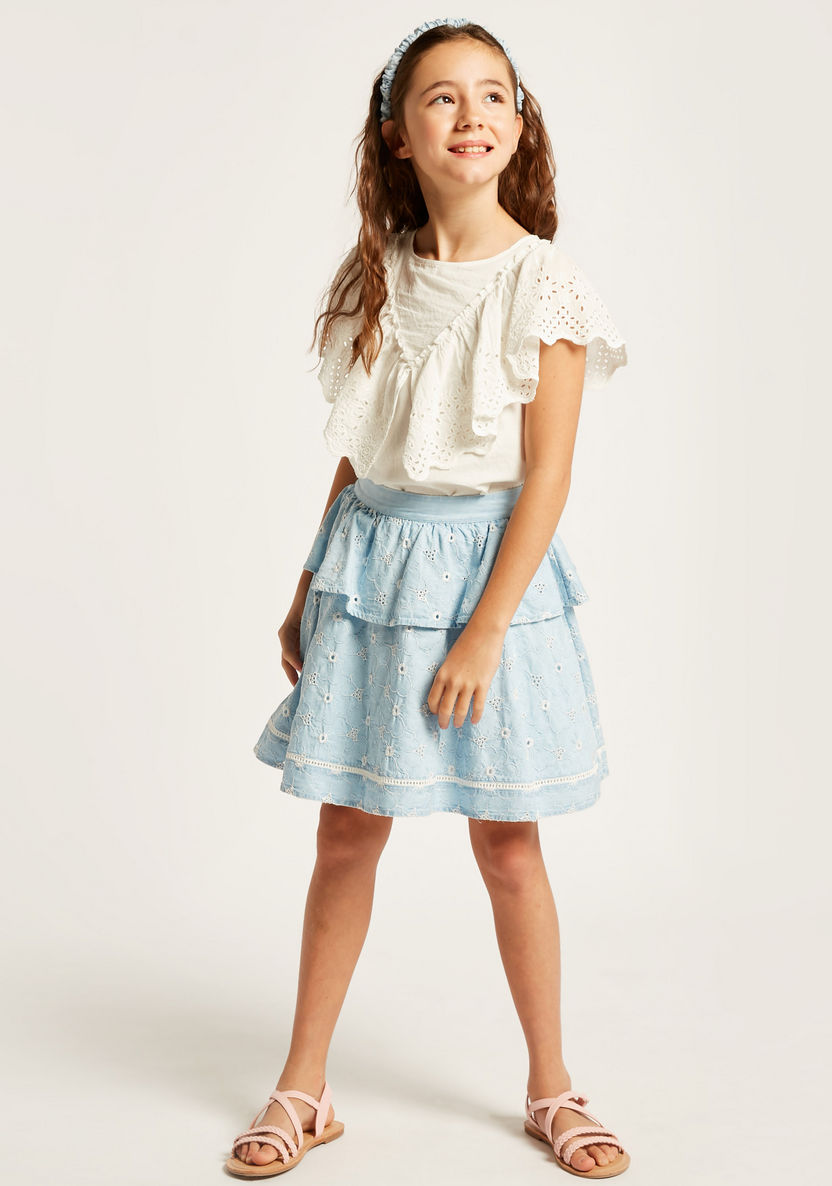 Eligo Embroidered Skirt with Elasticised Waistband-Skirts-image-1