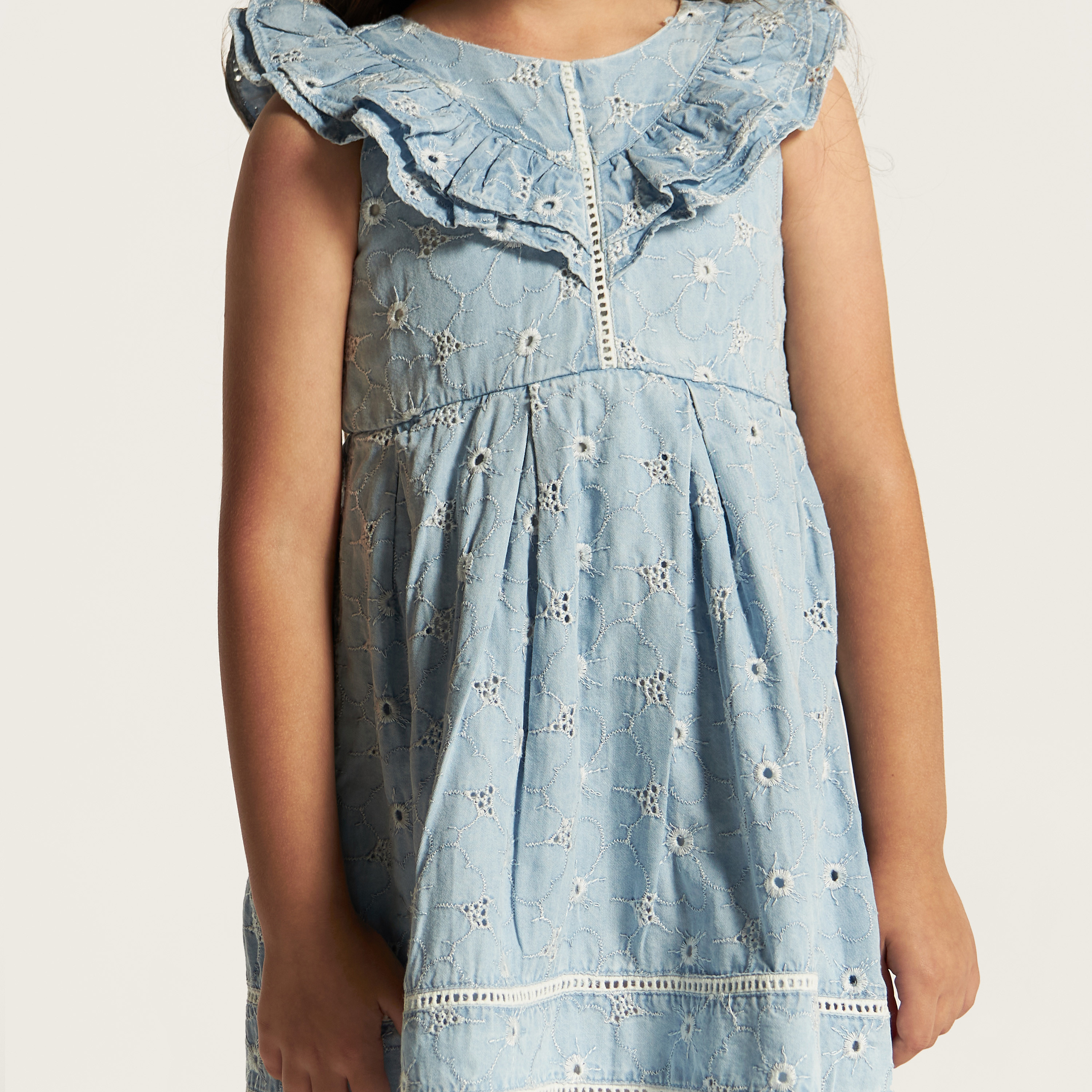 Eligo Embroidered Sleeveless Dress with Ruffles and Lace Detail-girls-clothing-dressesandjumpsuits-image-3