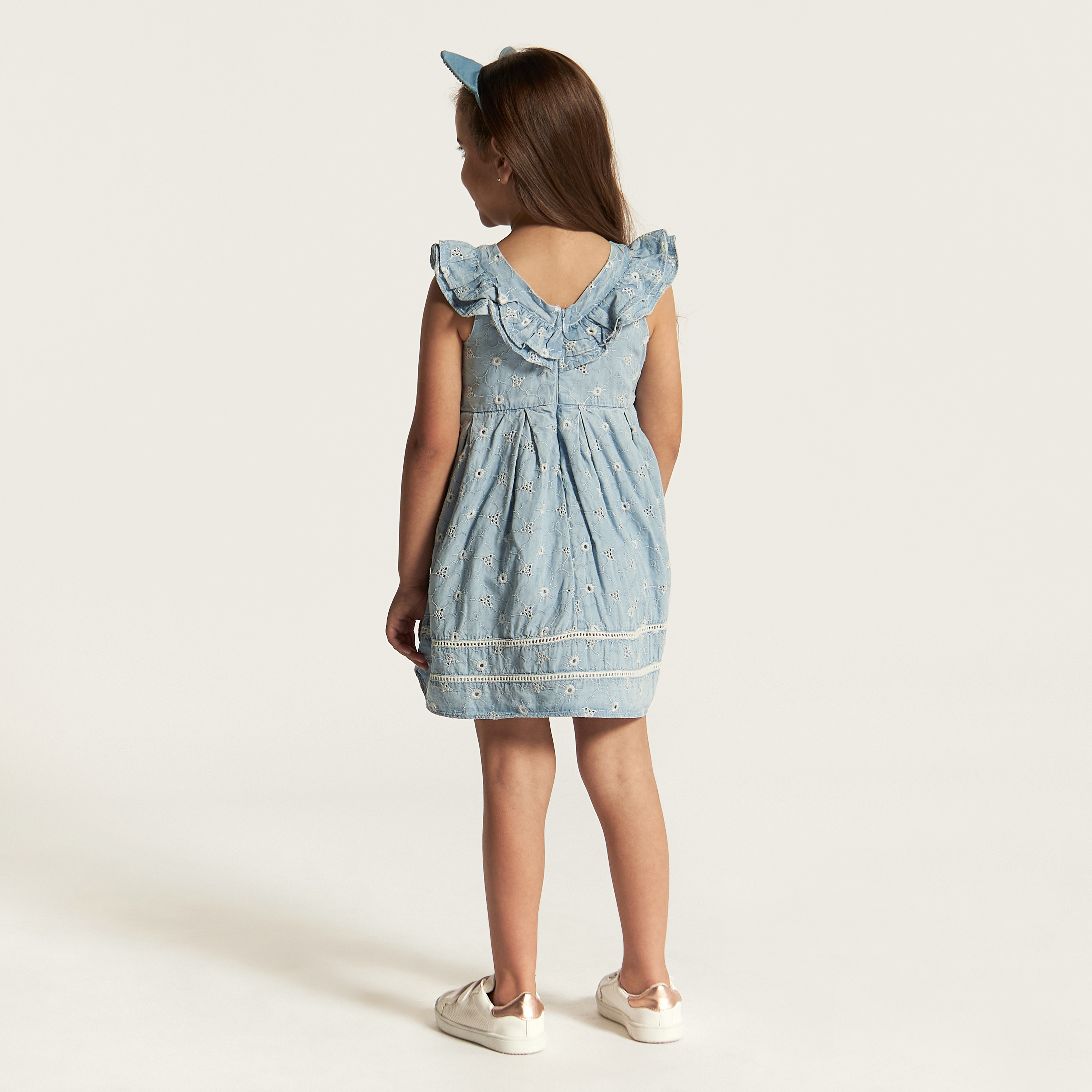 Eligo Embroidered Sleeveless Dress with Ruffles and Lace Detail-girls-clothing-dressesandjumpsuits-image-4