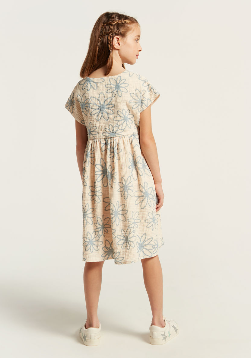 Eligo All-Over Print A-line Dress with Tie-Up Belt-Dresses%2C Gowns and Frocks-image-3