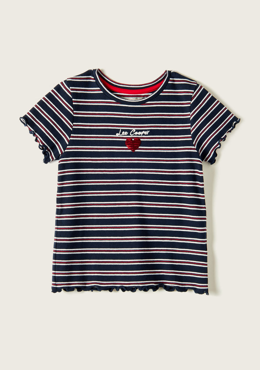 Lee Cooper Striped Round Neck T-shirt with Short Sleeves-T Shirts-image-0
