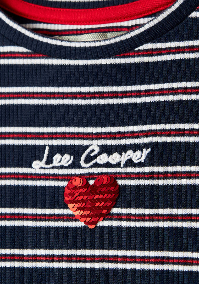 Lee Cooper Striped Round Neck T-shirt with Short Sleeves-T Shirts-image-2
