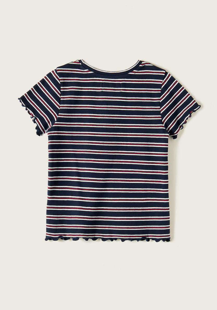Lee Cooper Striped Round Neck T-shirt with Short Sleeves-T Shirts-image-3