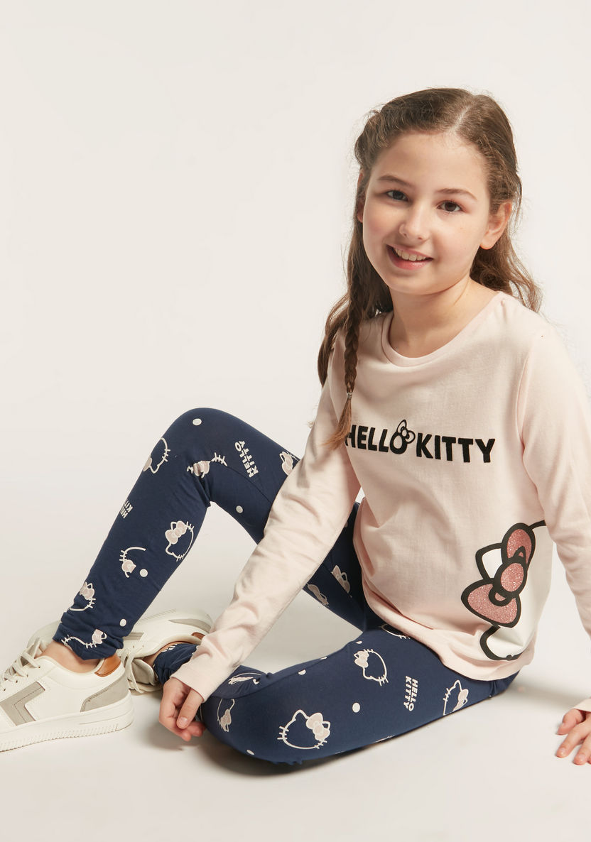 Sanrio Hello Kitty Print T-shirt with Long Sleeves-T Shirts-image-1