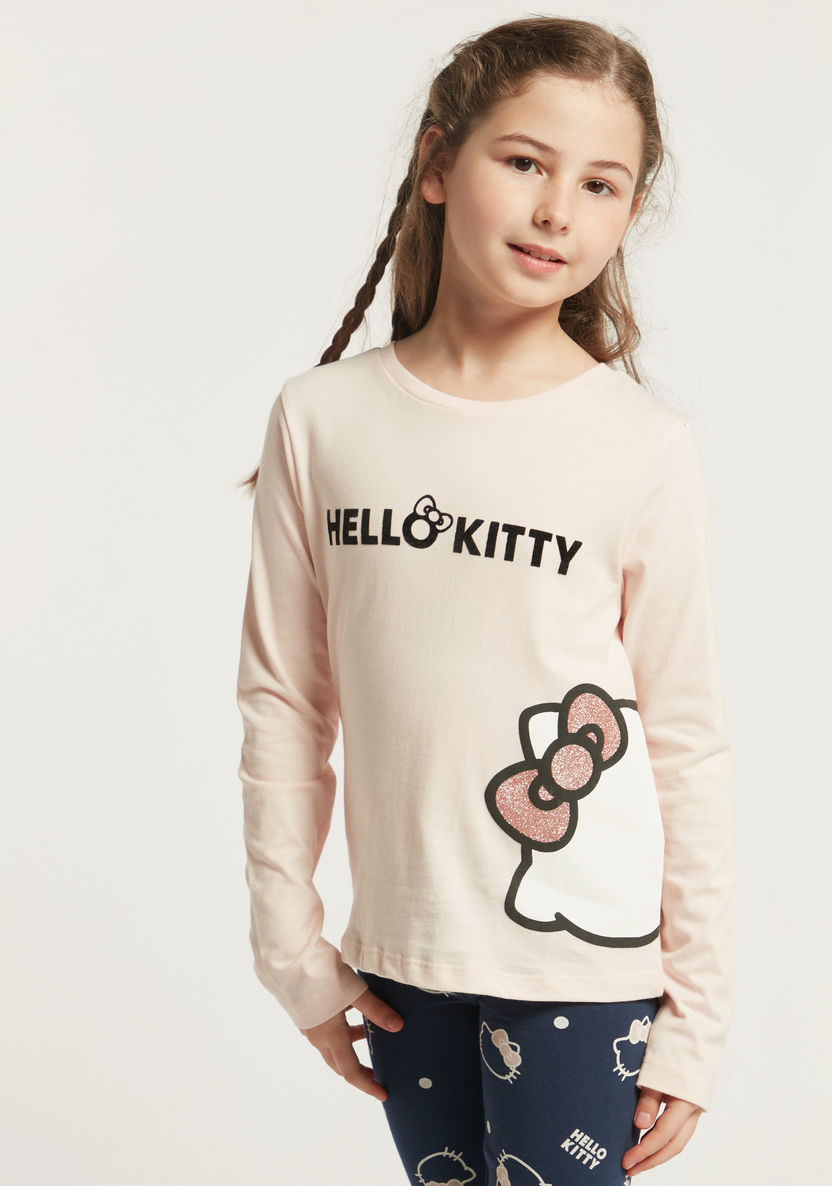 Sanrio Hello Kitty Print T-shirt with Long Sleeves-T Shirts-image-0