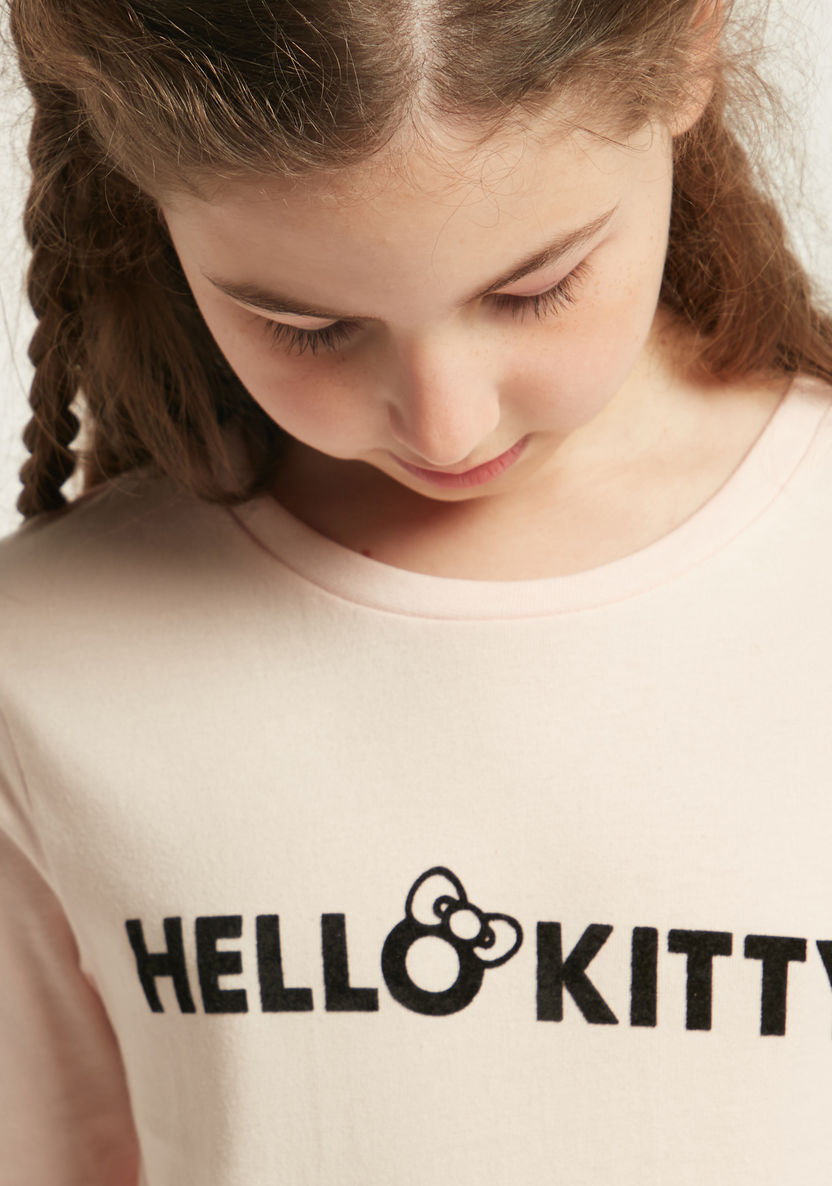 Sanrio Hello Kitty Print T-shirt with Long Sleeves-T Shirts-image-2