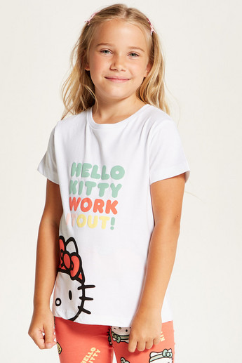 Sanrio Hello Kitty Print T-shirt with Round Neck - Set of 2