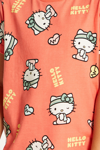 Sanrio Hello Kitty Print T-shirt with Round Neck - Set of 2