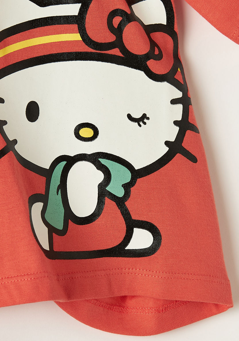 Sanrio Hello Kitty Print T-shirt with Round Neck and Short Sleeves-T Shirts-image-2