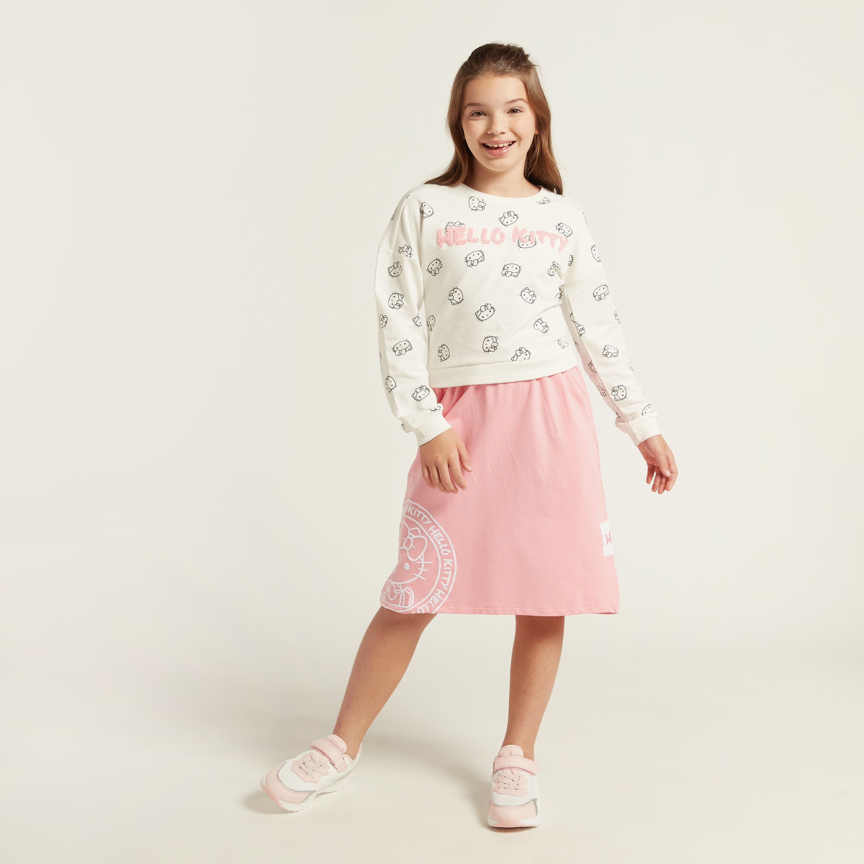 Sanrio Hello Kitty Embroidered Skirt with Drawstring Closure and Pockets-girls-clothing-bottoms-skirts-image-2