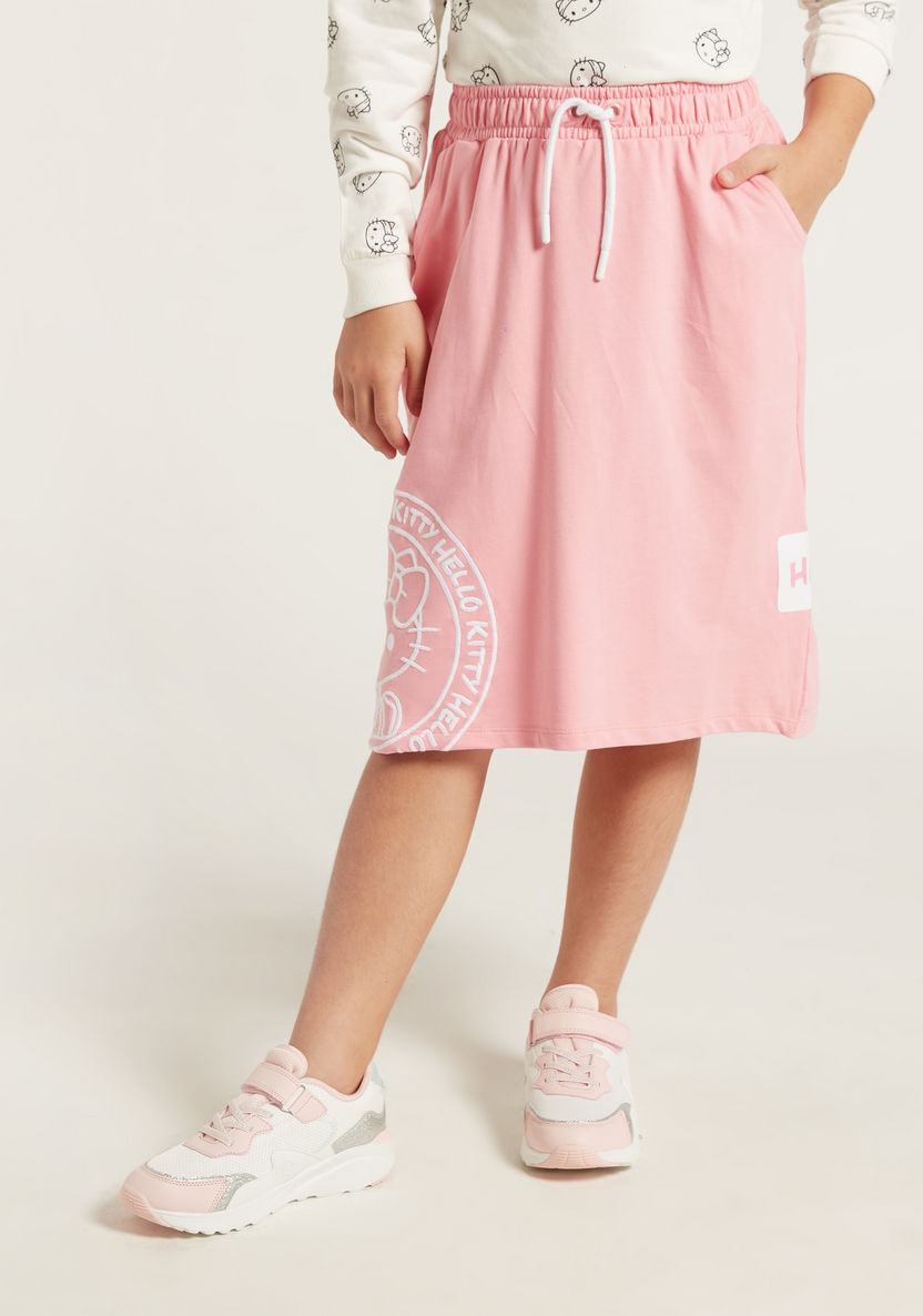Sanrio Hello Kitty Embroidered Skirt with Drawstring Closure and Pockets-Skirts-image-0